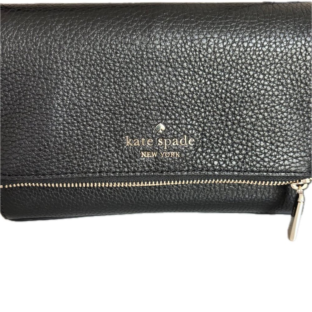 Kate Spade Leila Mini Zip Crossbody Bag in Black Pebbled Leather NEW - Picture 7 of 12